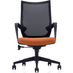 Кресло офисное NORDEN Спэйс LB/ черный пластик/черная сетка/оранжевая ткань
