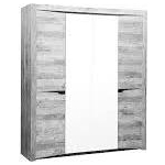 Шкаф для одежды 4-х дверный Олимп 33.01 Лючия бетон пайн белый / венге / белый / ДВПО белый / зеркало