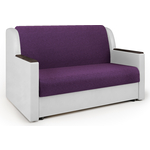 Диван-кровать Шарм-Дизайн Аккорд Д 100 фиолетовая рогожка и экокожа белая