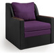 Кресло-кровать Шарм-Дизайн Соло экокожа черный и фиолетовая рогожка
