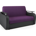 Диван-кровать Шарм-Дизайн Гранд Д 100 фиолетовая рогожка и черная экокожа