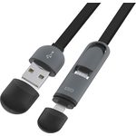 Кабель 2в1 MicroUSB+Lightning 8pin-USB Ritmix RCC-200 Black для синхронизации/зарядки, 1м