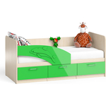 Кровать детская СВК Дельфин 1,8Л 80х180 левая, дуб атланта/зеленое яблоко глянец (1020979)