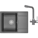 Кухонная мойка и смеситель Granula GR-6503, GR-2015 графит