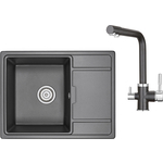Кухонная мойка и смеситель Granula GR-6503, GR-2015 черный