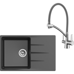 Кухонная мойка и смеситель Ewigstein G-60F, Lemark Comfort LM3071C-Gray черная/хром