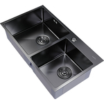 Кухонная мойка Mixline Pro 72х40 двухчашевая, черный графит (4630099745788)
