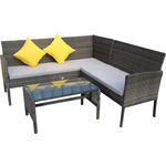 Набор мебели Garden story Рикардо (стол+2 дивана ротанг серый, подушки серые+декоративные подушки)