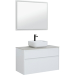 Мебель для ванной Aquanet Nova Lite 100 два ящика, белый глянец/серая