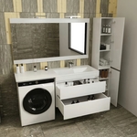 Мебель для ванной Style line Даллас Люкс 88 (150R) подвесная, под стиральную машину, белая
