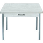 Стол обеденный Катрин Симпл с ящиком бетон пайн белый, опора №2 круглая серебристый металлик