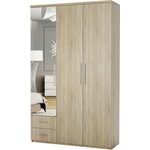 Шкаф трехдверный Шарм-Дизайн Комфорт МКЯ-32/1 135х45 с зеркалом, дуб сонома