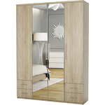 Шкаф четырехдверный Шарм-Дизайн Комфорт МКЯ2-43 220х60 с зеркалами, дуб сонома