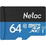 Карта памяти NeTac MicroSD card P500 Standard 64GB, retail version w/SD adapter