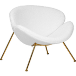 Кресло дизайнерское Dobrin EMILY LMO-72 белый (букле) ткань, золотое основание