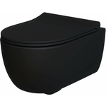 Унитаз подвесной безободковый Ambassador Abner с тонким сиденьем-микролифт, матовый черный (103T20201R, 102T20201S)