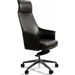 Офисное кресло NORDEN Бордо A1918 brown leather темно коричневая кожа / алюминий крестовина