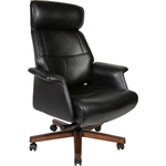 Офисное кресло NORDEN Вагнер А2067 black leather черная кожа/ натуральное дерево