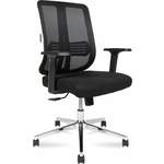 Офисное кресло NORDEN Tema Chrome LB 2D 216B-Chrome-B-BB база хром / черный пластик / черная сетка / черная ткань