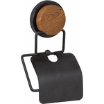 Держатель туалетной бумаги Fixsen Magic Wood с крышкой, черный/дерево (FX-46010)