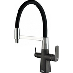 Смеситель для кухни ZorG Steel Hammer с подключением фильтра, черный матовый/хром (SH 818-6 BLACK CR)