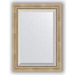 Зеркало с фацетом в багетной раме поворотное Evoform Exclusive 53x73 см, состаренное серебро с плетением 70 мм (BY 1122)