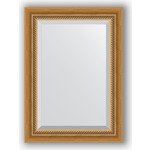 Зеркало с фацетом в багетной раме поворотное Evoform Exclusive 53x73 см, состаренное золото с плетением 70 мм (BY 3379)