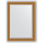 Зеркало с фацетом в багетной раме поворотное Evoform Exclusive 73x103 см, состаренное золото с плетением 70 мм (BY 3457)