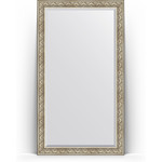 Зеркало напольное с фацетом Evoform Exclusive Floor 115x205 см, в багетной раме - барокко серебро 106 мм (BY 6174)