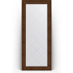 Зеркало напольное с гравировкой Evoform Exclusive-G Floor 87x207 см, в багетной раме - состаренная бронза с орнаментом 120 мм (BY 6339)