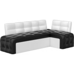 Кухонный угловой диван Мебелико Люксор эко-кожа (черно/белый) угол правый