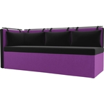 Кухонный угловой диван АртМебель Метро микровельвет черно-фиолетовый угол левый