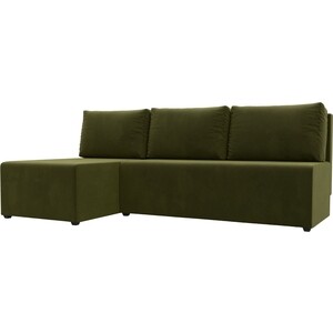 фото Угловой диван артмебель поло микровельвет зеленый левый угол