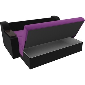 Прямой диван АртМебель Сенатор микровельвет фиолетовый/черный (120) аккордеон