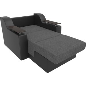 Кресло-кровать АртМебель Сенатор рогожка серый экокожа черный (80)