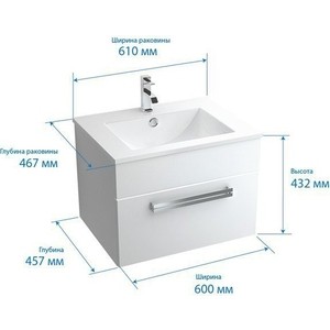 фото Мебель для ванной triton ника 60 белый, 1 ящик