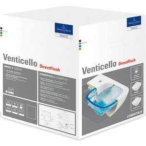 Унитаз подвесной безободковый Villeroy Boch Venticello с тонким быстросъемным сиденьем микролифт (4611RL01)
