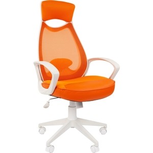 Офисное кресло Chairman 840 белый пластик TW16/TW-66 оранжевый