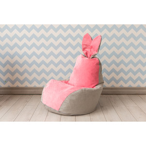 Кресло DreamBag Зайчик серо-розовый