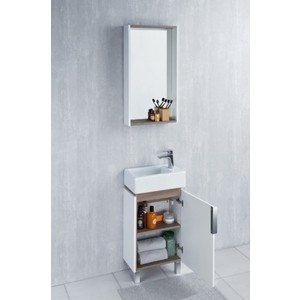 Зеркало-шкаф Акватон Бэлла 45 белый/джарра с подсветкой (1A221702BBAZ0)
