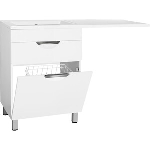 Мебель для ванной Style line Жасмин 60 (120L) с бельевой корзиной, под стиральную машину, белая