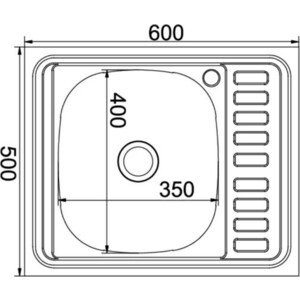 Кухонная мойка Mixline Накладная 60x50 с сифоном, нержавеющая сталь 0,8 мм (4640030862443)