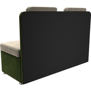 Кухонный прямой диван АртМебель Маккон 2-х местный микровельвет бежевый/зеленый