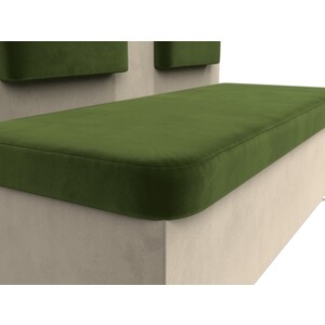 Кухонный прямой диван АртМебель Маккон 2-х местный микровельвет зеленый/бежевый