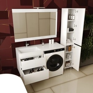 Мебель для ванной Style line Даллас Люкс 58 (120L) подвесная, под стиральную машину, усиленный кронштейн, белая