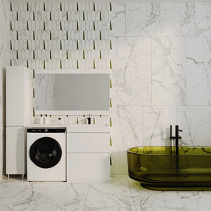 Мебель для ванной Style line Даллас Люкс 68 (130R) напольная, под стиральную машину, белая