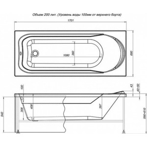 Акриловая ванна Aquanet West 170x70 с каркасом и панелью (240463, 242155)