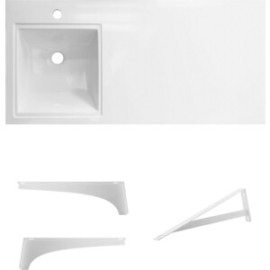 Раковина над стиральной машиной Эстет Даллас 100x48 с белыми кронштейнами, левая