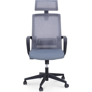 Кресло офисное NORDEN Интер база нейлон/черный пластик/серая сетка/серая ткань