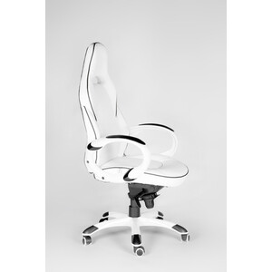Кресло офисное NORDEN Мустанг X/(white) белый пластик/белая экокожа/черная строчка